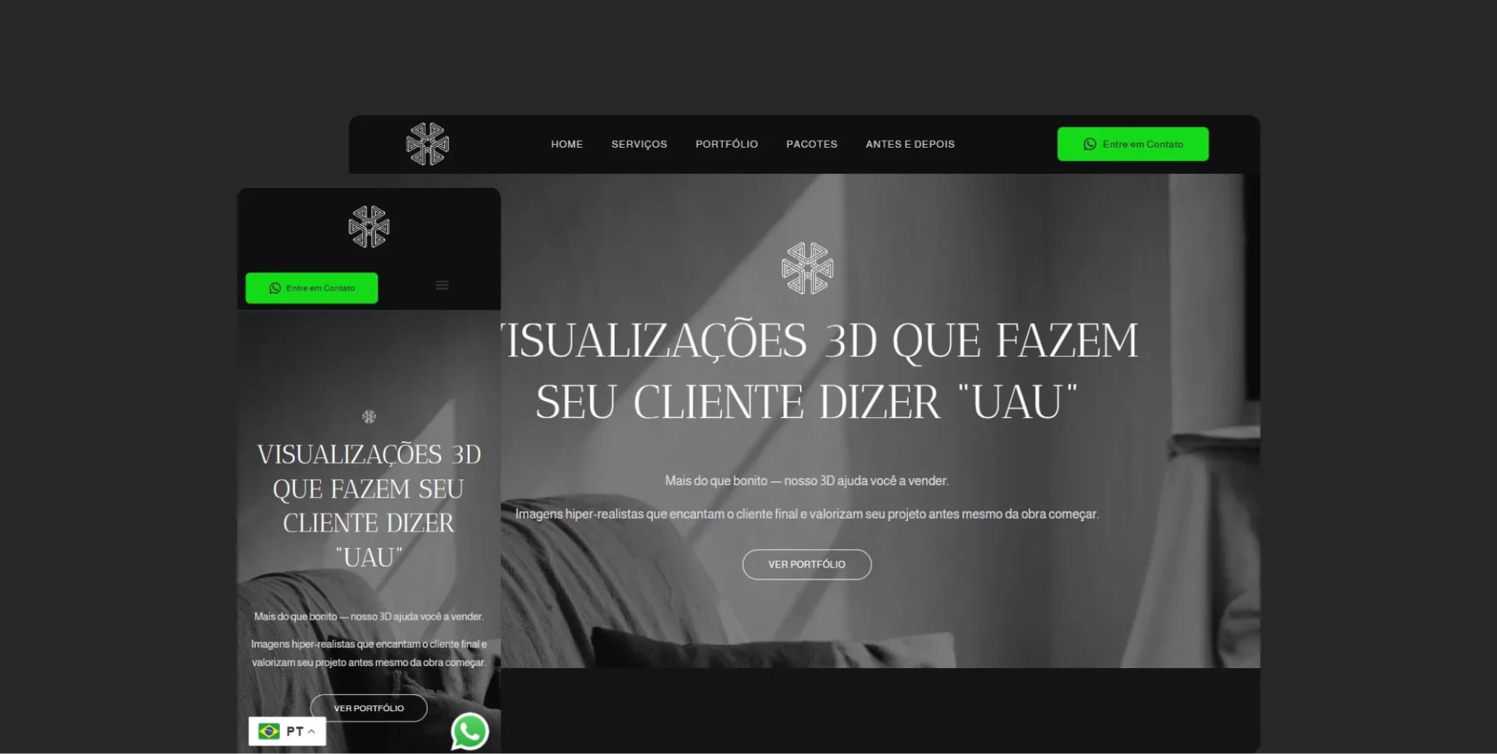 Visão geral do site Quantum Vizz após otimização