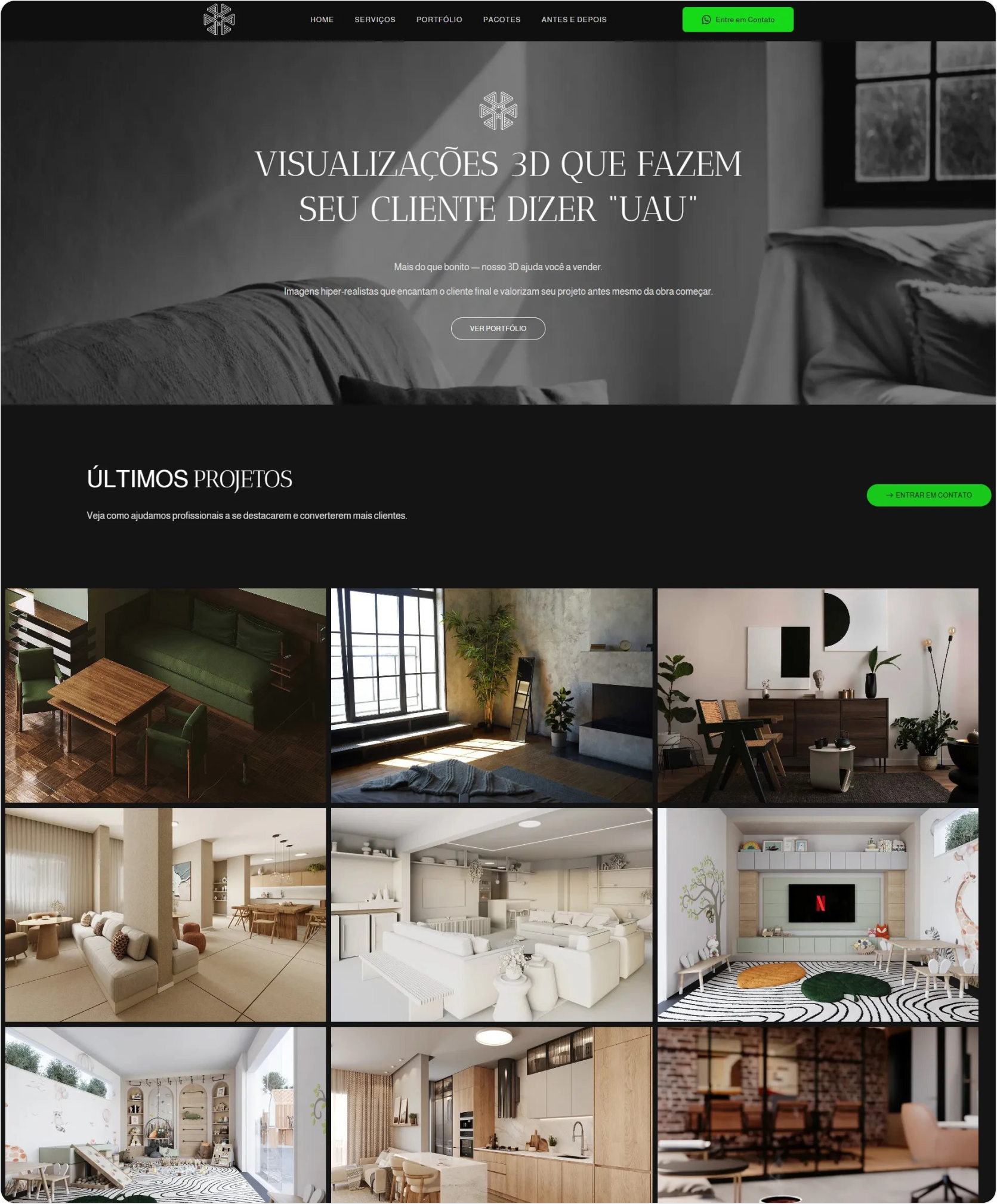 Visão completa do novo site Quantum Vizz otimizado, mostrando todas as seções reestruturadas