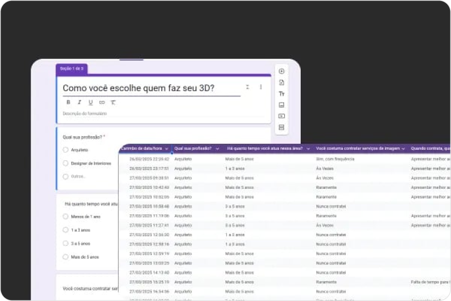 Formulário de pesquisa quantitativa com dados comportamentais dos usuários