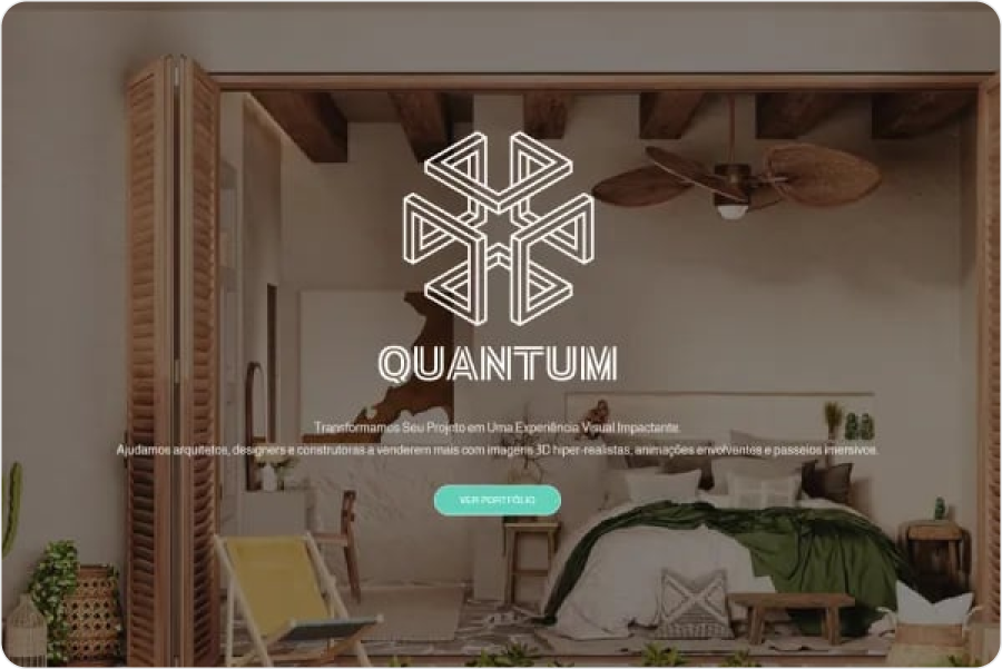 Hero original: logo Quantum em destaque, sem copy de impacto